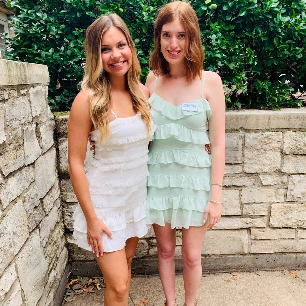 Lovers + Friends Sage Green Ruffle Mini Dress